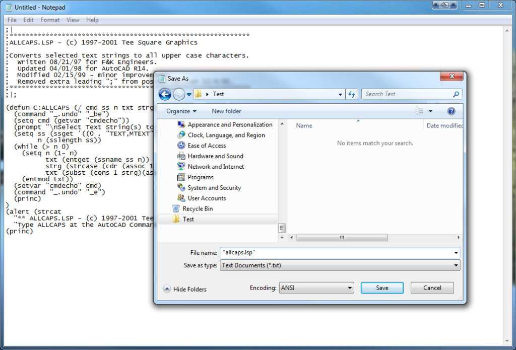 autocad lisp using quote