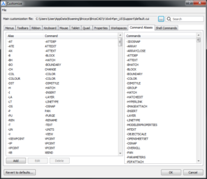 BricsCAD Edit Aliases